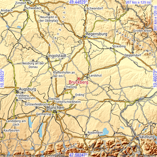 Topographic map of Bruckberg