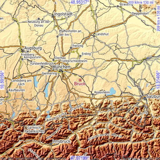 Topographic map of Bruck