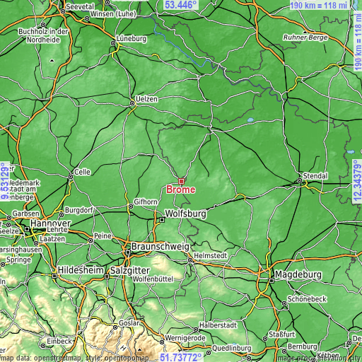 Topographic map of Brome