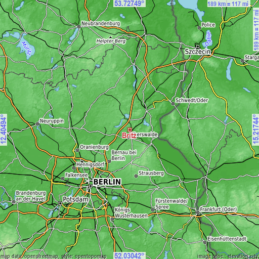 Topographic map of Britz