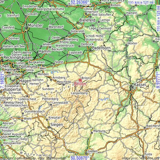 Topographic map of Brilon