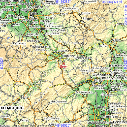 Topographic map of Brey