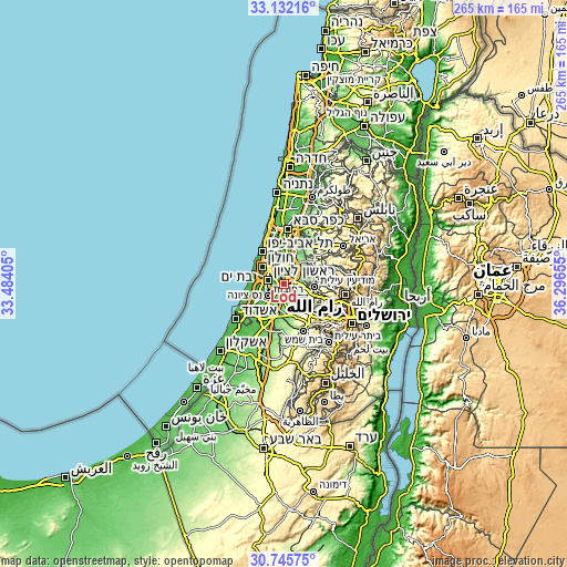Topographic map of Lod