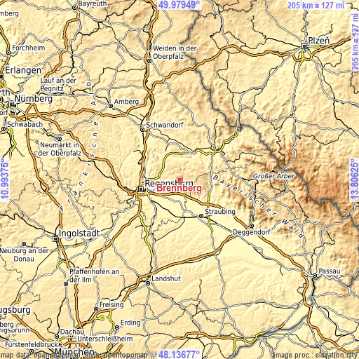 Topographic map of Brennberg