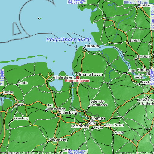 Topographic map of Bremerhaven