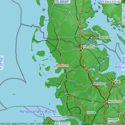 Topographic map of Breklum