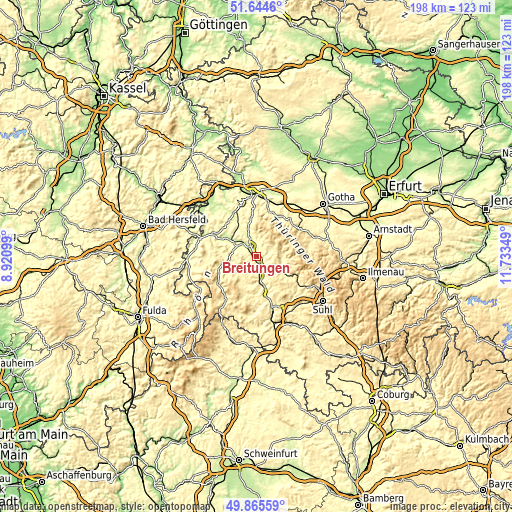 Topographic map of Breitungen