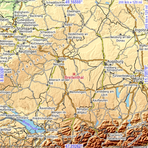 Topographic map of Breitenthal