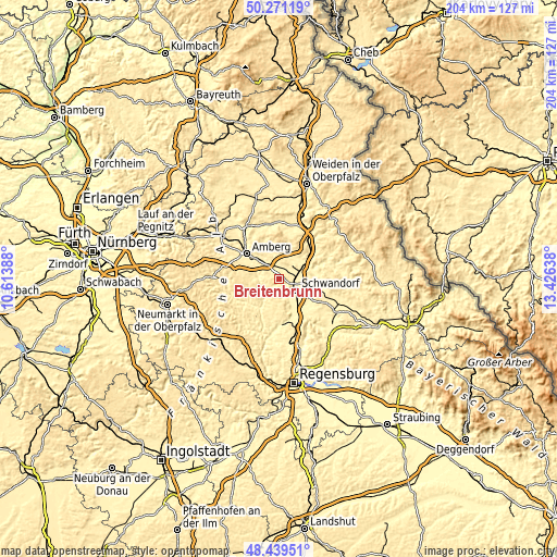 Topographic map of Breitenbrunn