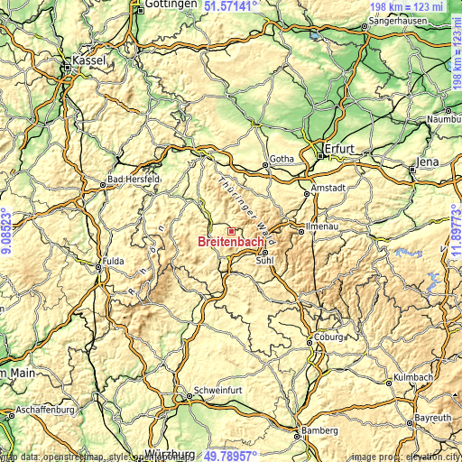 Topographic map of Breitenbach