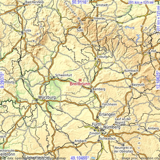 Topographic map of Breitbrunn