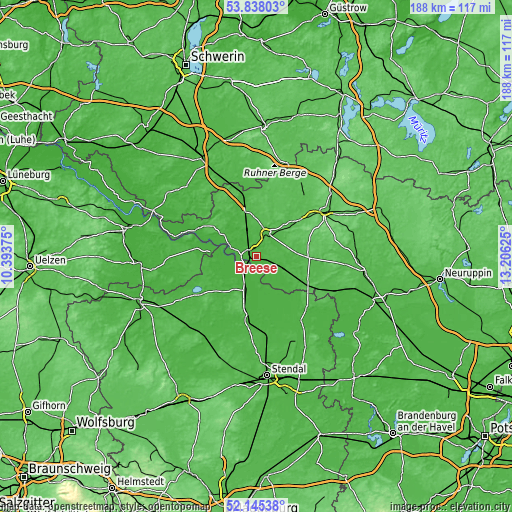 Topographic map of Breese