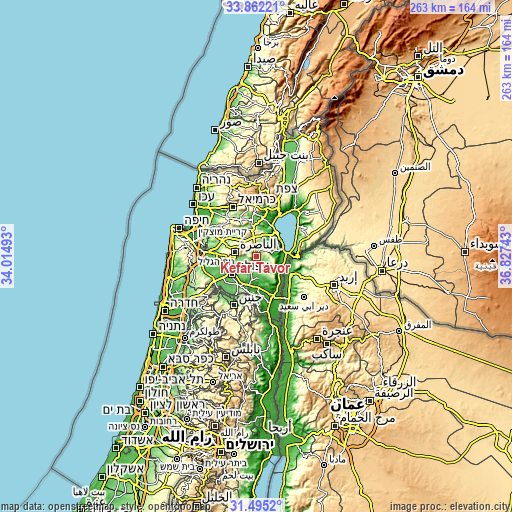 Topographic map of Kefar Tavor