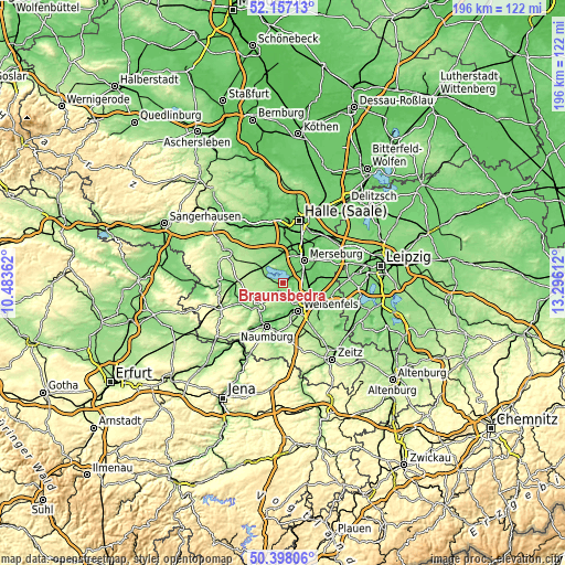 Topographic map of Braunsbedra