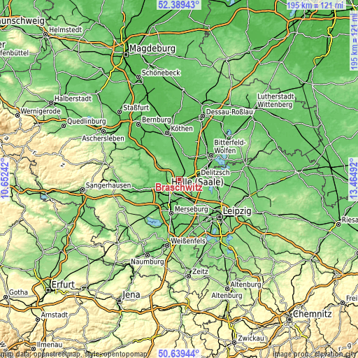 Topographic map of Braschwitz