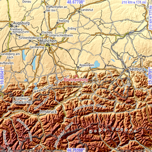 Topographic map of Brannenburg