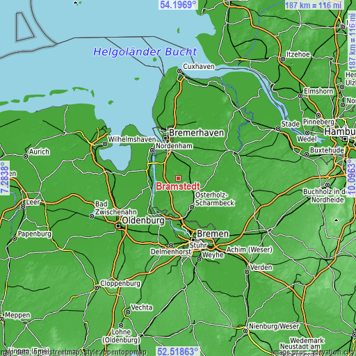 Topographic map of Bramstedt