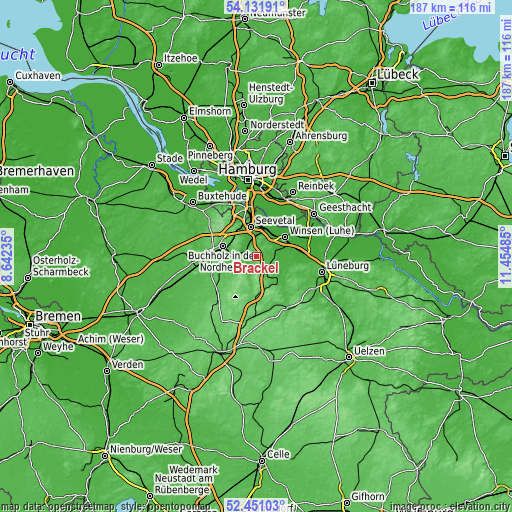 Topographic map of Brackel