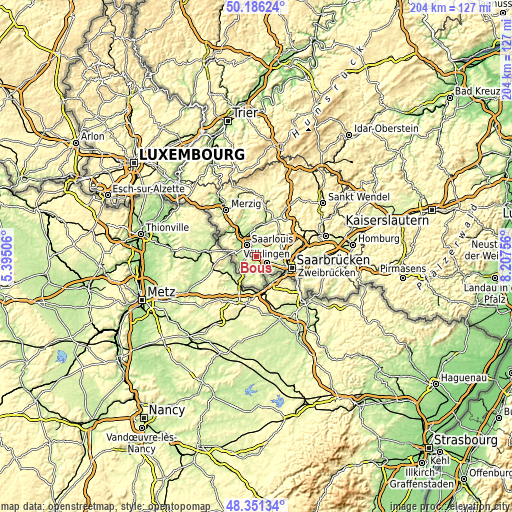Topographic map of Bous