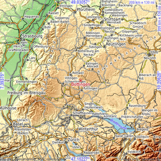 Topographic map of Böttingen