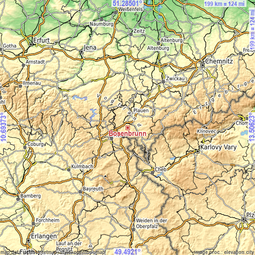 Topographic map of Bösenbrunn