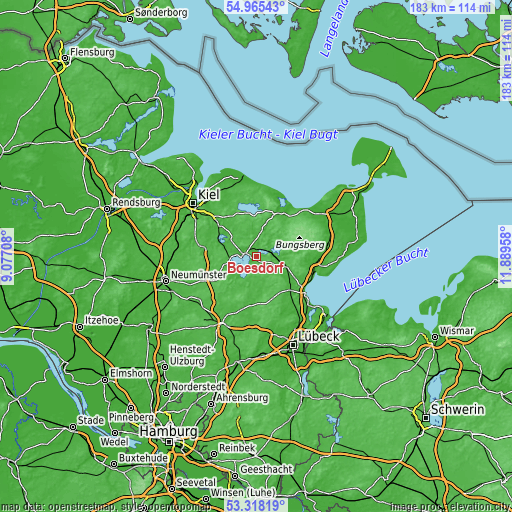 Topographic map of Bösdorf