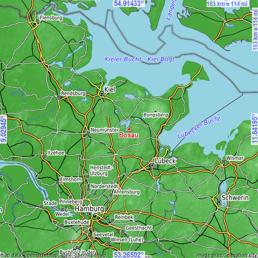 Topographic map of Bosau