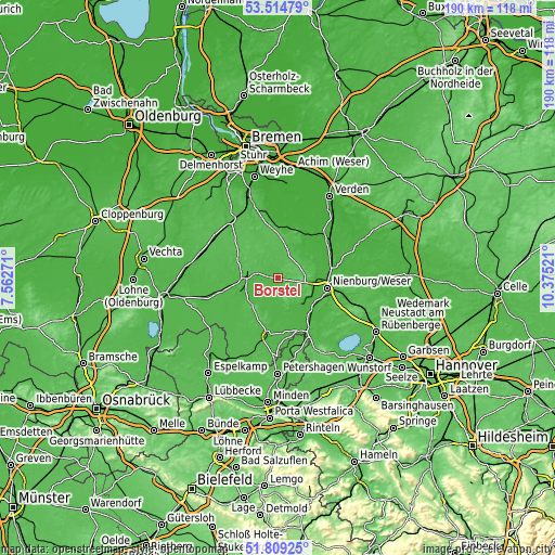 Topographic map of Borstel