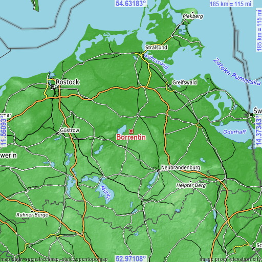 Topographic map of Borrentin