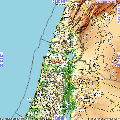 Topographic map of Kafr Kannā