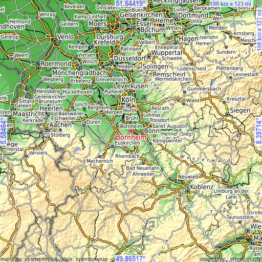 Topographic map of Bornheim