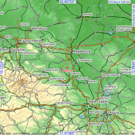 Topographic map of Borne