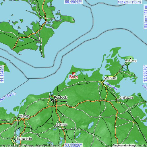 Topographic map of Born