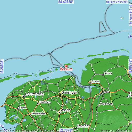 Topographic map of Borkum