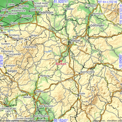 Topographic map of Borken