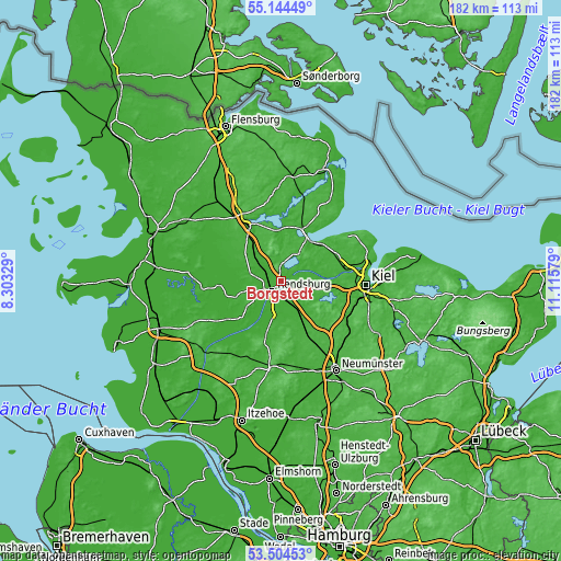 Topographic map of Borgstedt