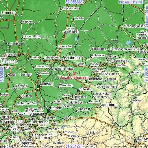 Topographic map of Borgholzhausen
