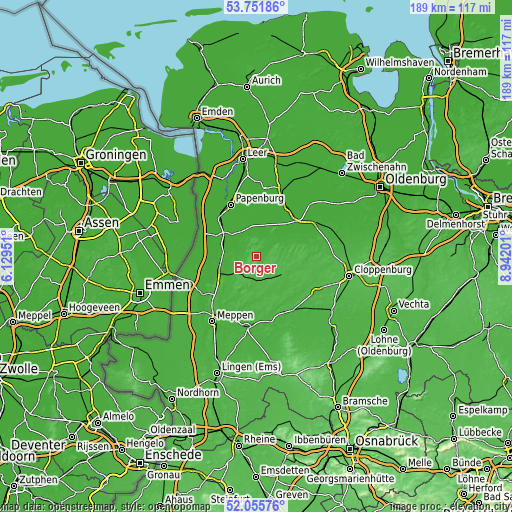 Topographic map of Börger