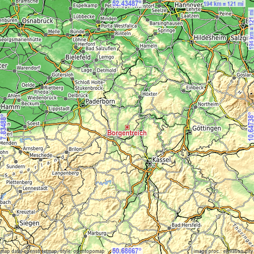 Topographic map of Borgentreich