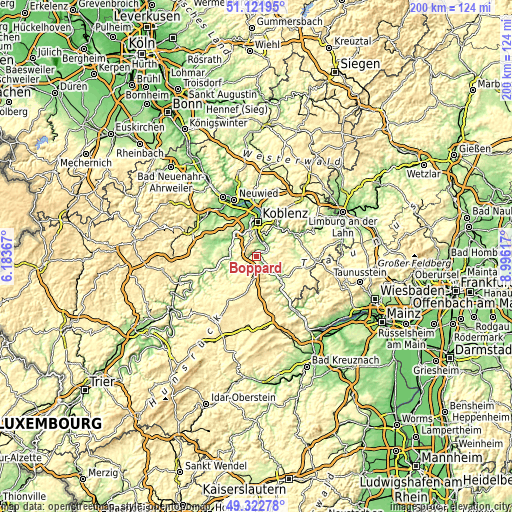 Topographic map of Boppard