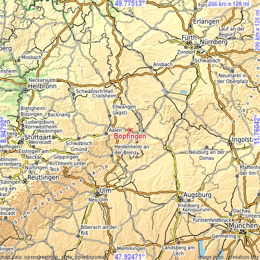 Topographic map of Bopfingen