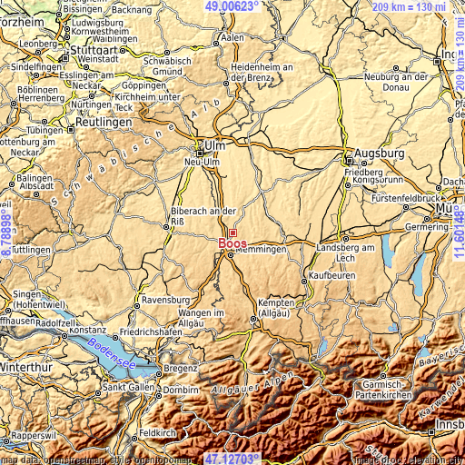 Topographic map of Boos