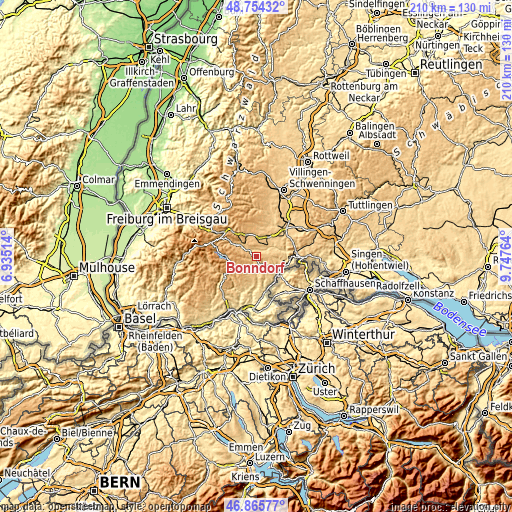 Topographic map of Bonndorf