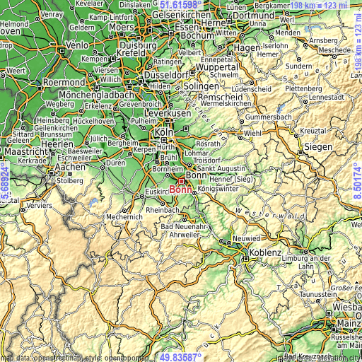 Topographic map of Bonn
