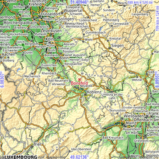 Topographic map of Bonefeld