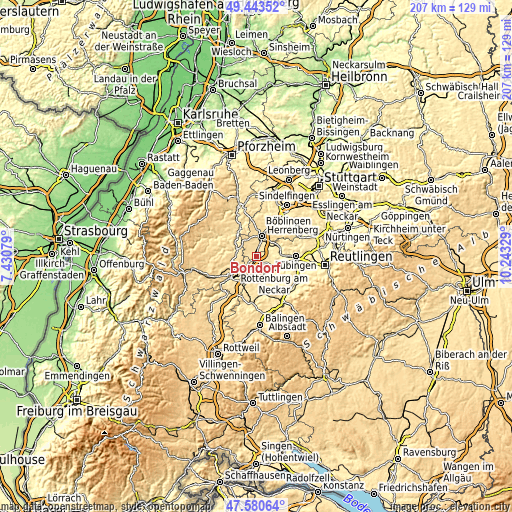Topographic map of Bondorf
