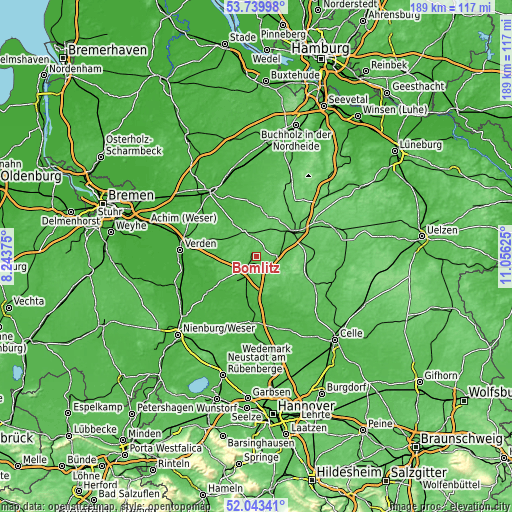 Topographic map of Bomlitz