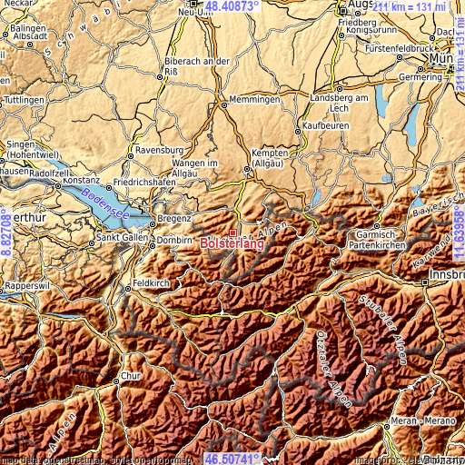 Topographic map of Bolsterlang