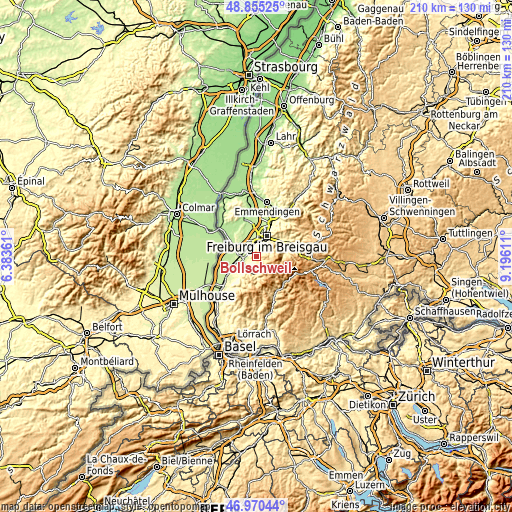 Topographic map of Bollschweil