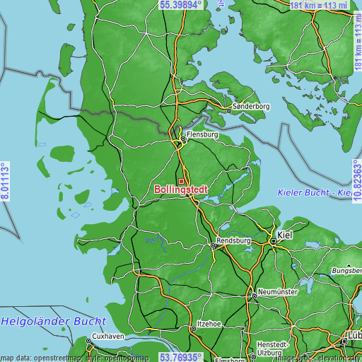 Topographic map of Bollingstedt